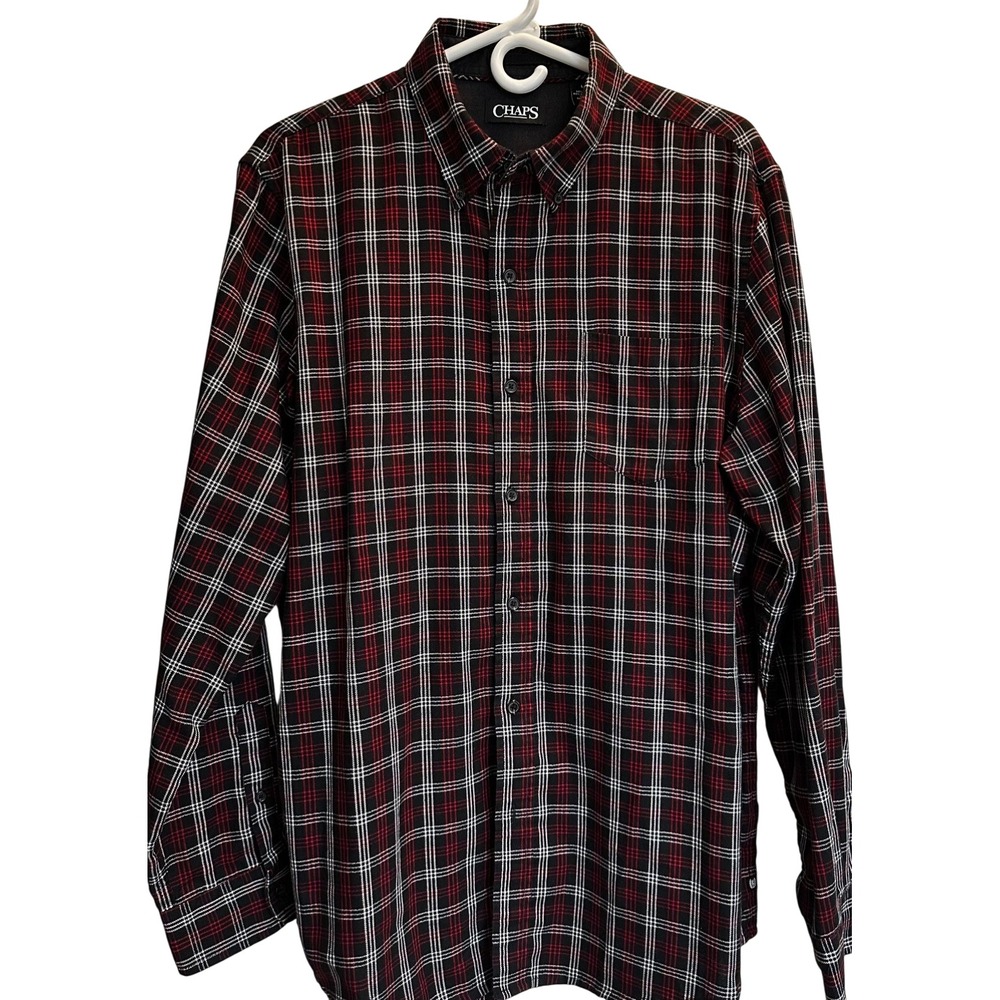 Chaps Mens LS Classic Plaid Business‎ Casual Shirt Large